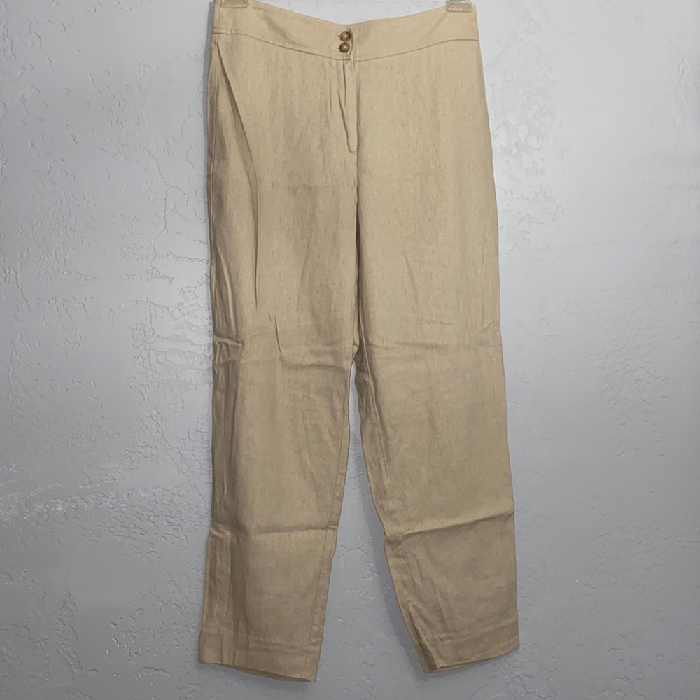 Pendleton Linen Rayon Flat Front Zipper Button Pocket Pants Slack Size 4